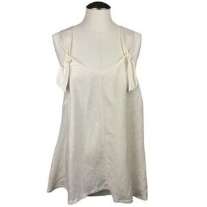 HATCH Women's‎ Sleeveless Tank Top Linen Blend Tie Strap Cream Casual